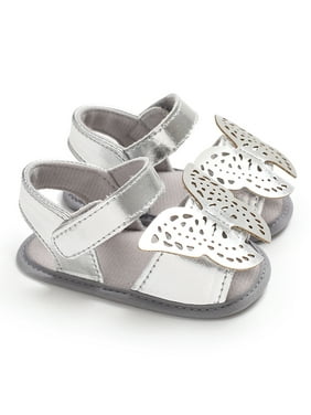ABC KIDS Child Toddler Girls Breathable Sandals Anti-Slip Butterfly Decor Soft Soled Velcro Sandals Gold